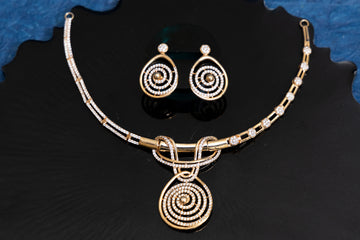 ROSEGOLD EMERALD DROP REGAL CZ NECKLACE SET