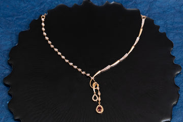 ROSEGOLD DROP RUBY SLEEKY CZ NECKLACE SET