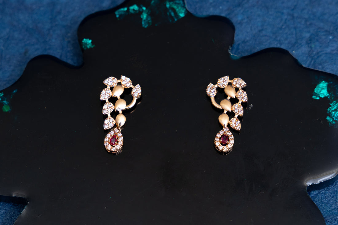 ROSEGOLD DROP RUBY VELVETY CZ NECKLACE SET