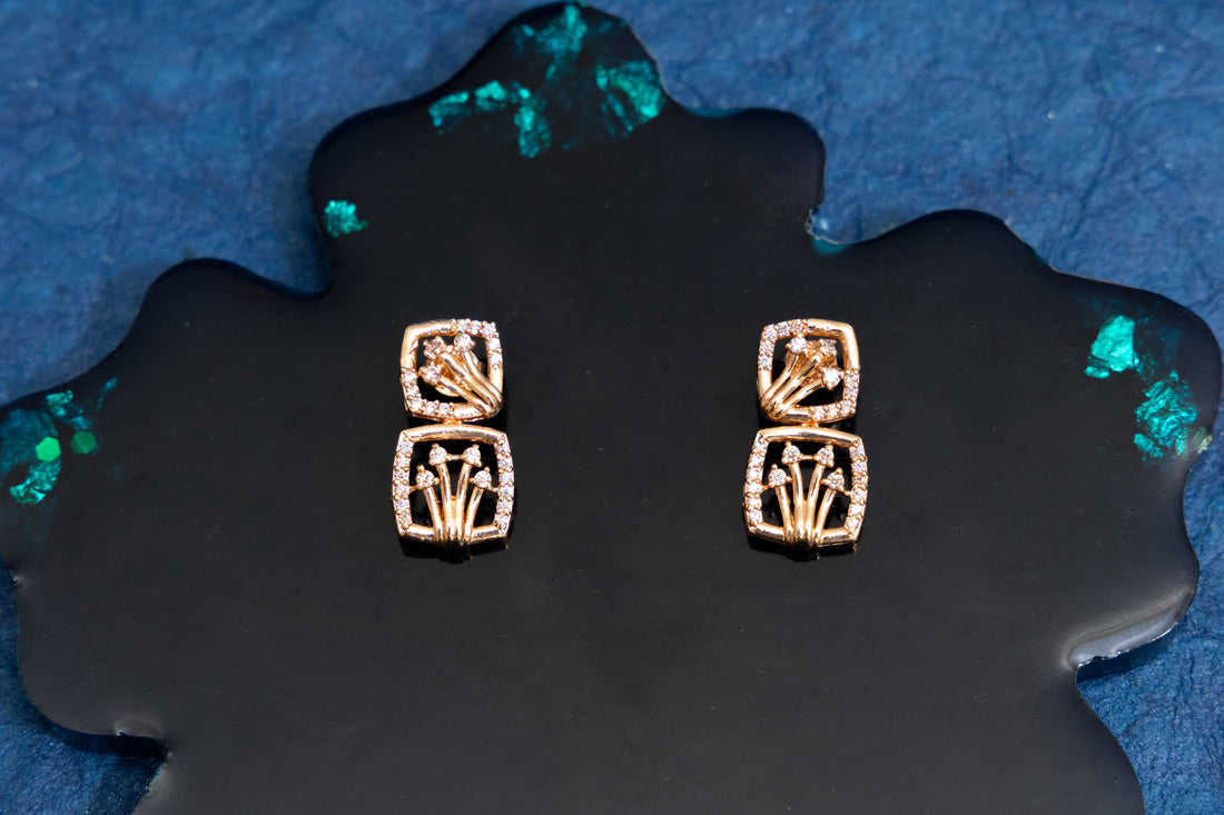 ROSEGOLD GLORY CUSHION LEAFY CZ NECKLACE SET