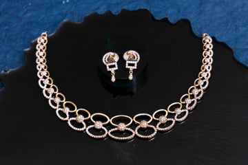ROSEGOLD LUSTROUS CZ NECKLACE SET