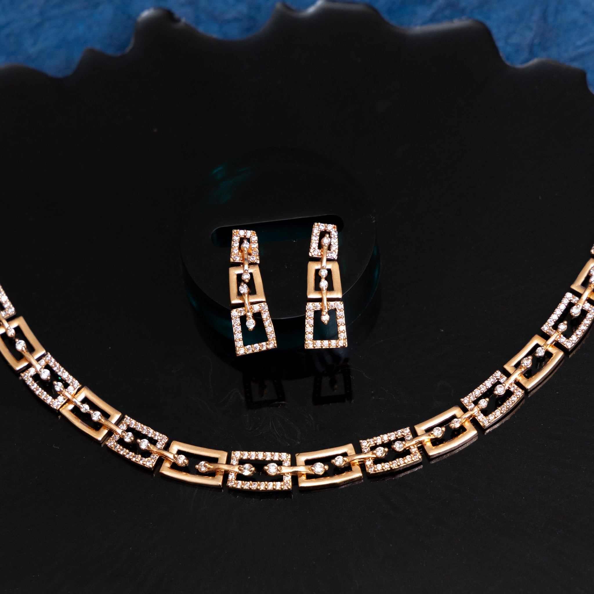 ROSEGOLD  REGAL CZ NECKLACE SET