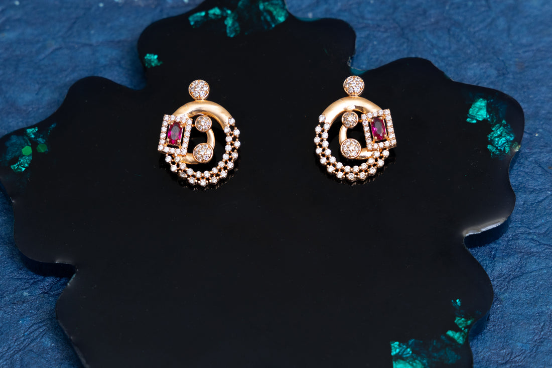 ROSEGOLD RUBY GLEAMING CZ NECKLACE SET