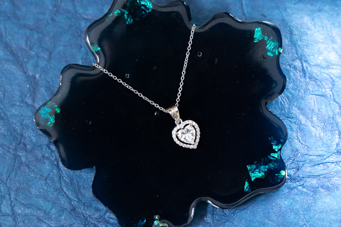 SILVER CHIC HEART SOLITAIRE PENDANT SET WITH RING & CHAIN LENGTH - 18