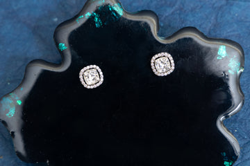 SILVER CUSHION SOLITAIRE EARRINGS