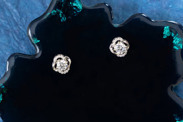 SILVER DESIGNER ROUND SOLITAIRE EARRINGS