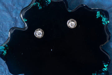SILVER ROUND SOLITAIRE ELEGANT EARRINGS
